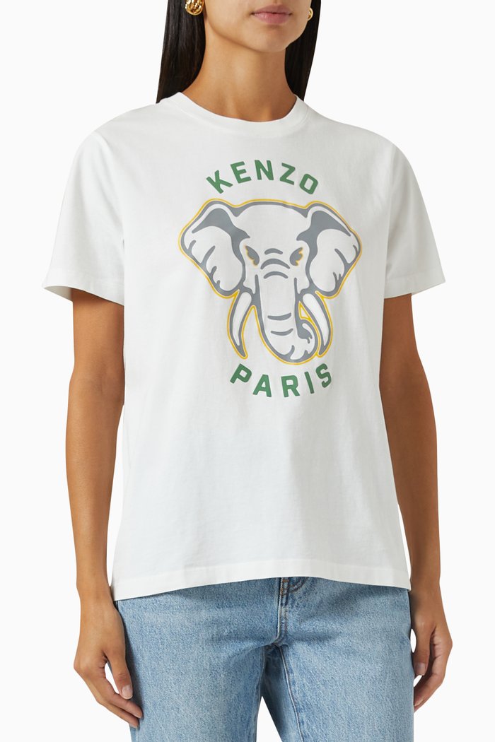 

Varsity Jungle Elephant T-shirt jn Cotton, Neutral