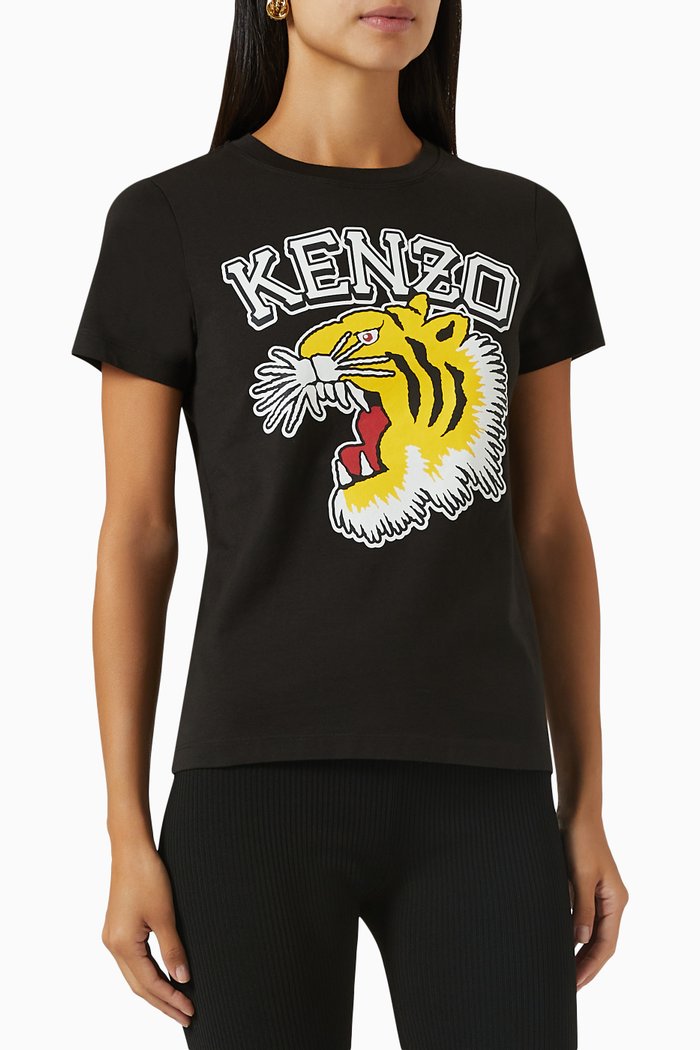 

Varsity Jungle Tiger T-shirt in Cotton, Black