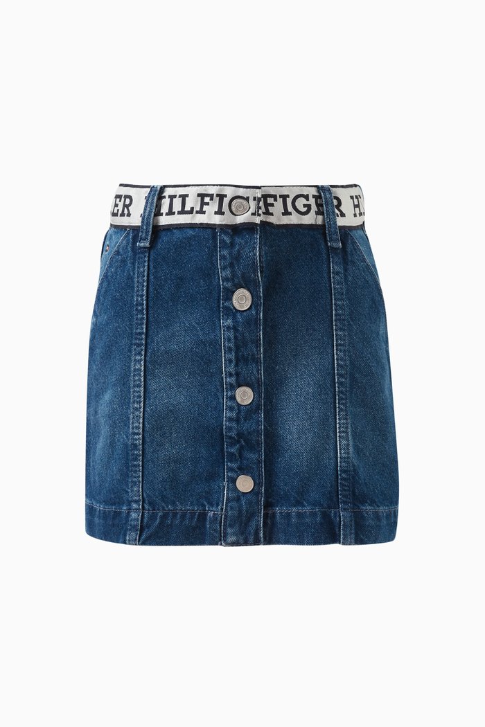 

Logo-tape Denim Skirt in Cotton, Blue