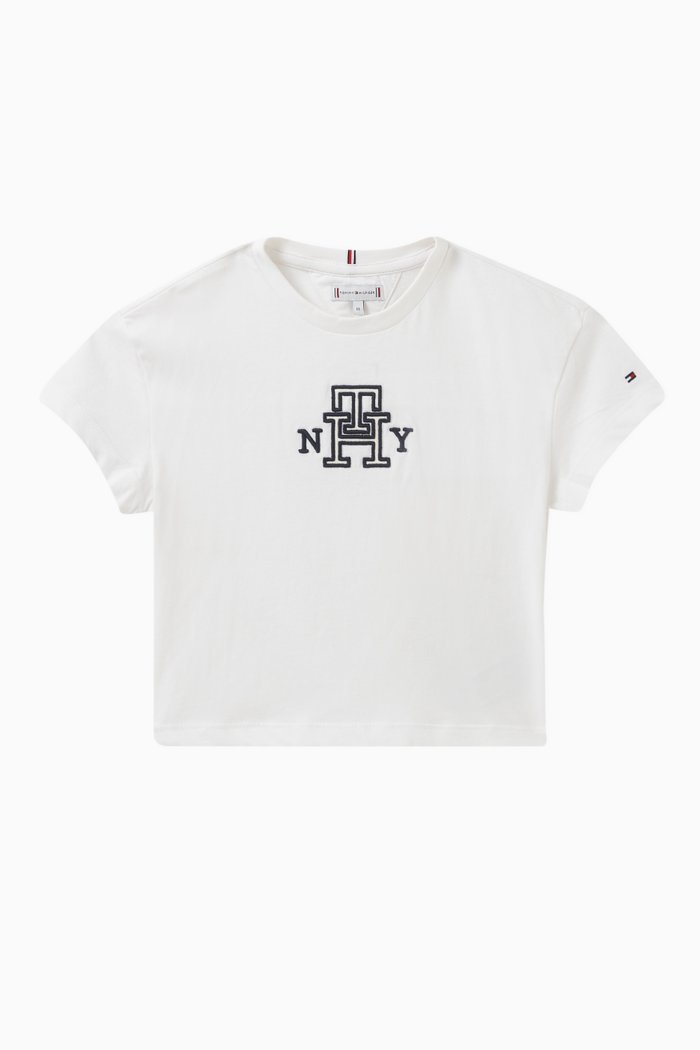 Logo-embroidered T-shirt in Cotton, White