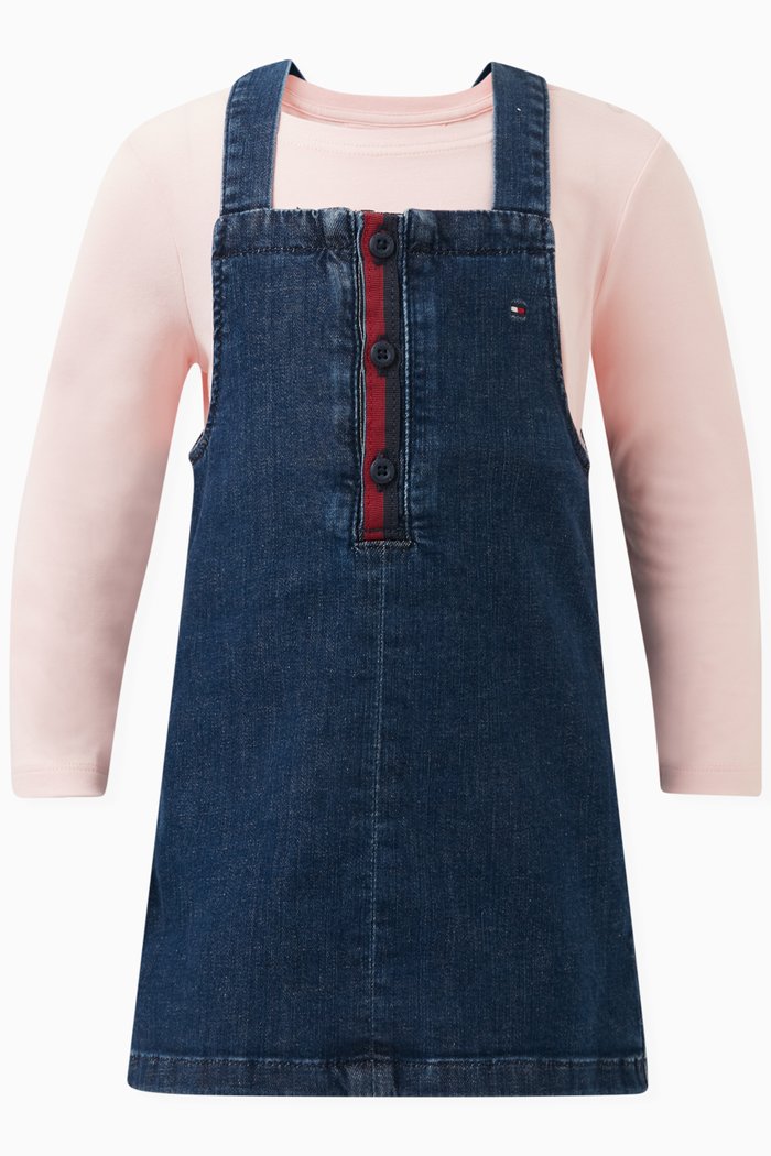 

Logo-embroidered Dungaree Set in Cotton, Pink