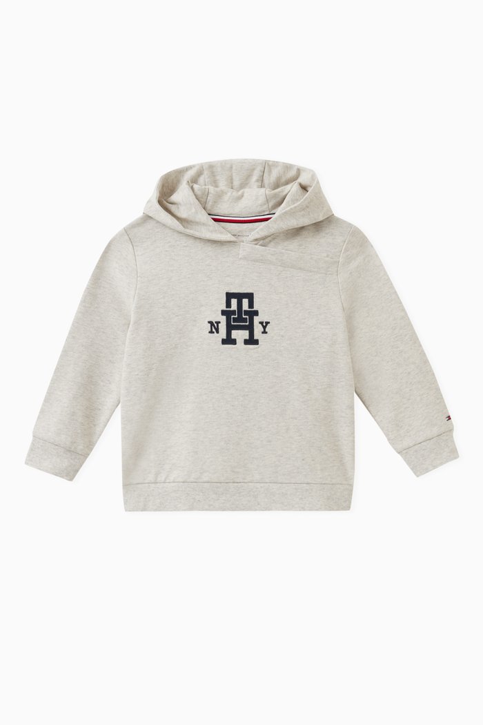 

Logo-embroidered Hoodie in Cotton, Grey