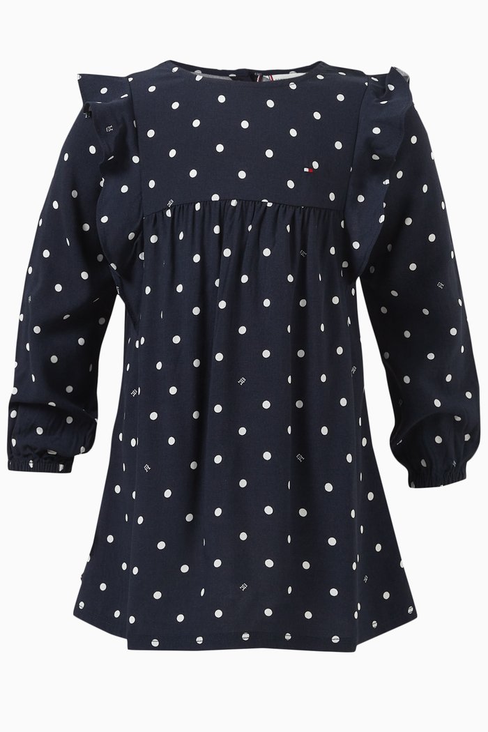 

Polka Dot Dress in Viscose, Blue
