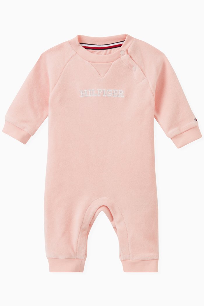 

Logo-embroidered Romper in Cotton-blend, Pink