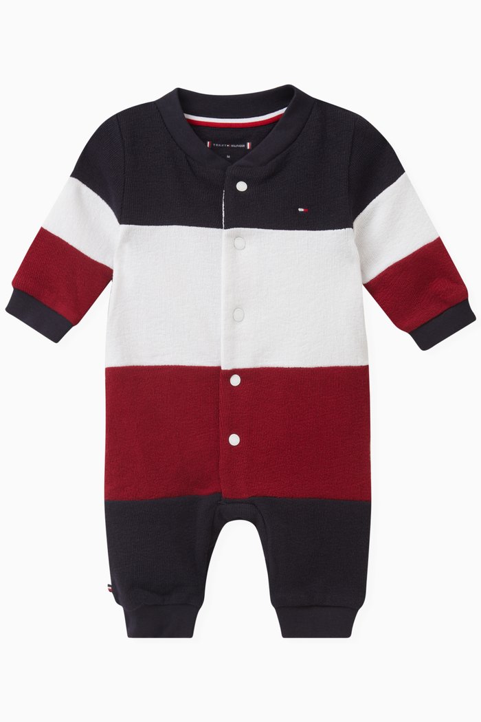 Colour-block Romper in Cotton-blend, Blue