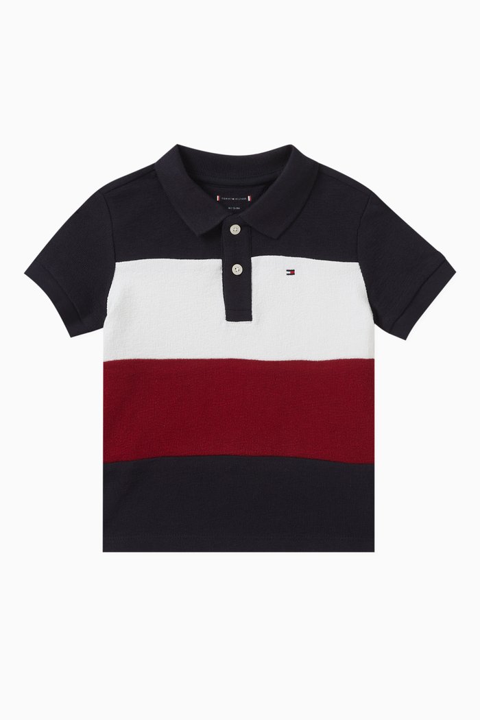 

Colour-block Polo Shirt in Cotton, Blue