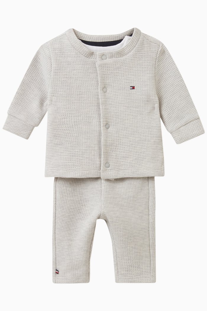 

Logo-detail Set in Waffle-knit Cotton, Grey