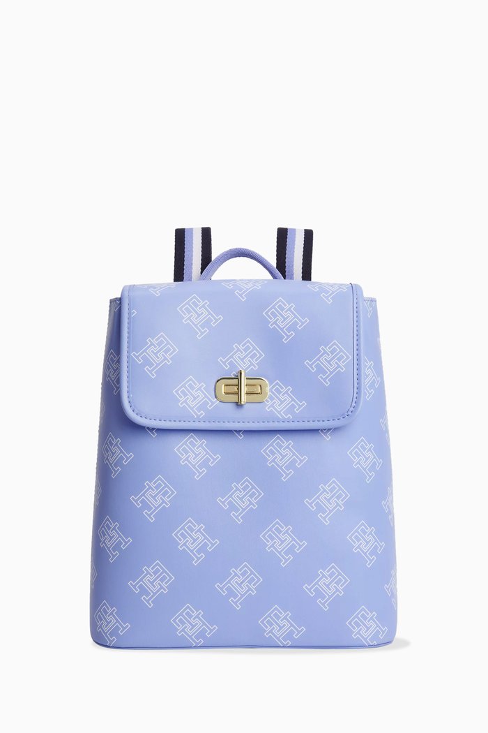 

TH Monogram Turn Lock Backpack, Blue