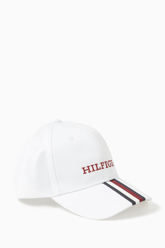 Logo Baseball Cap in Cotton Twill, White