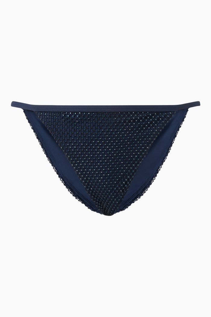 

Moxie String Bikini Bottom in Crystal Mesh, Blue