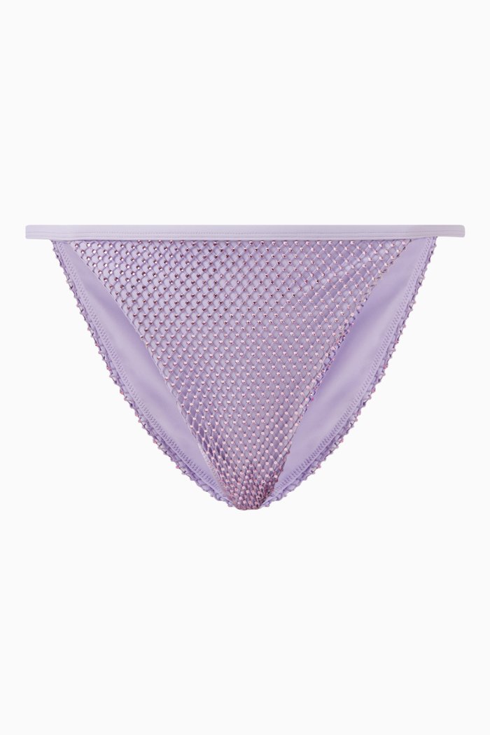 

Moxie String Bikini Bottoms in Crystal Mesh, Purple