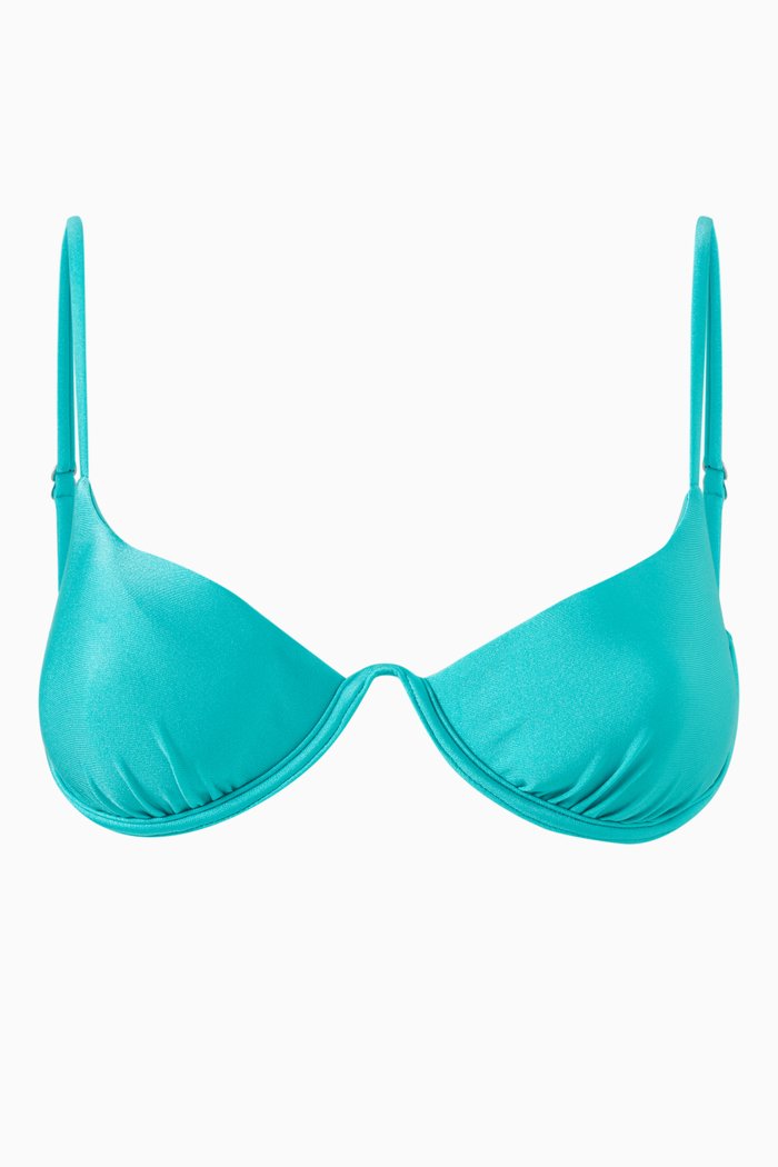 

Aspen Bustier Bikini Top in Satin, Blue