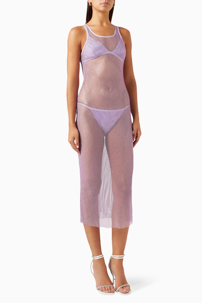 

Fergie Tank Dress in Mesh, Purple