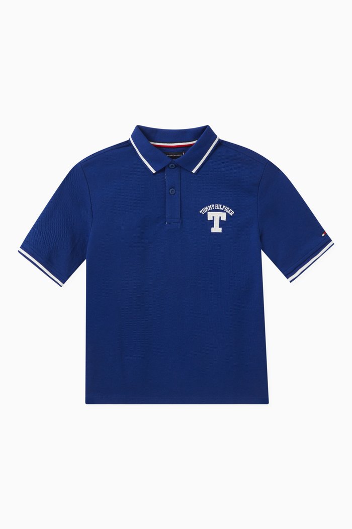 

Varsity Polo in Cotton Blend, Blue