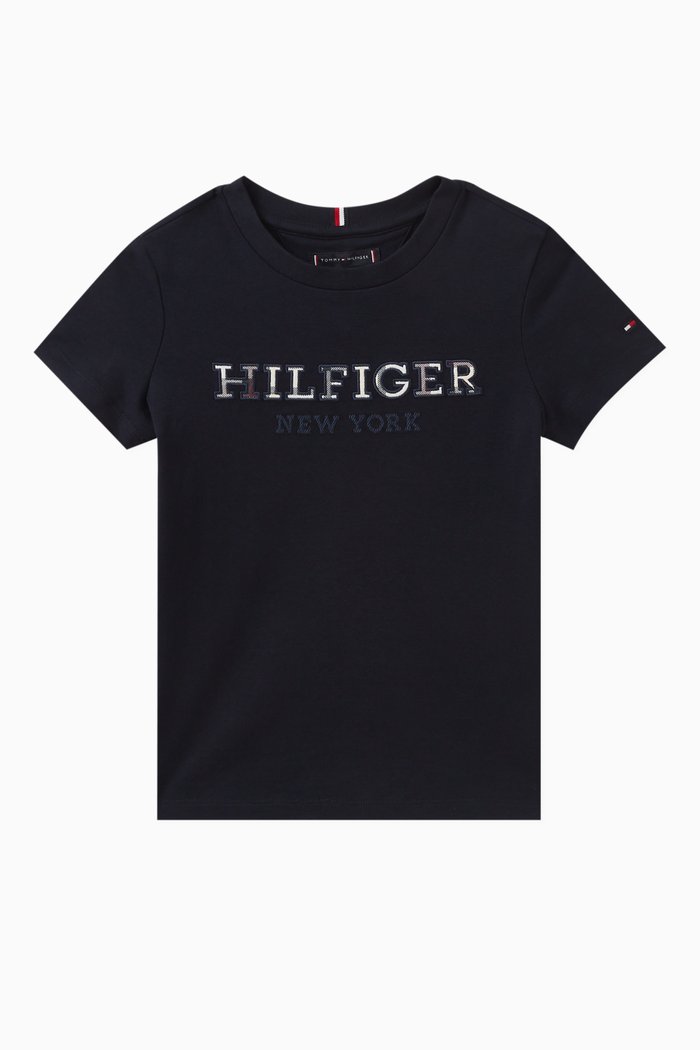 

Logo-embroidered T-shirt in Cotton, Blue