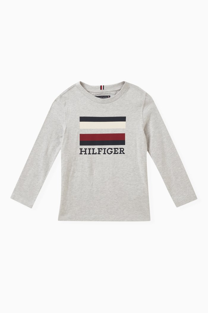 Logo-print T-shirt in Cotton, Grey