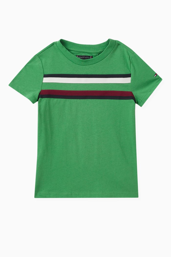 

Global Stripe T-shirt in Cotton, Green