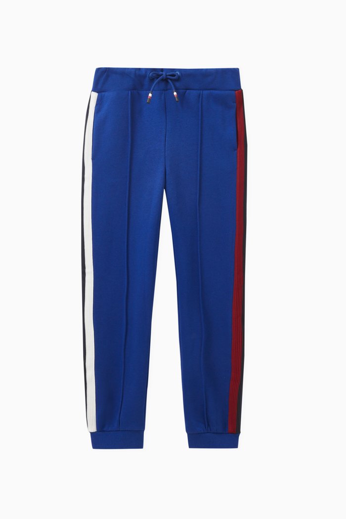 

Global Stripe Joggers in Cotton Blend Fleece, Blue