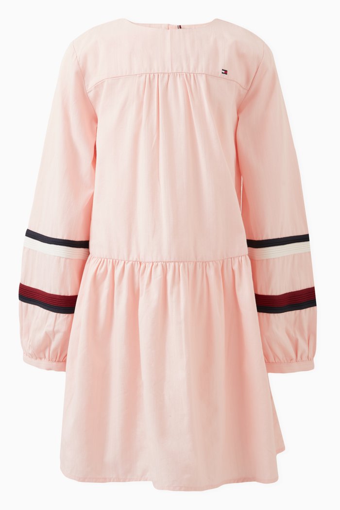

Logo Stripe-detail Dress in Cotton, Pink