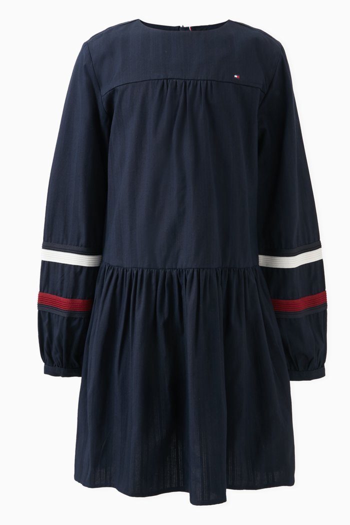 

Logo Stripe-detail Dress in Cotton, Blue