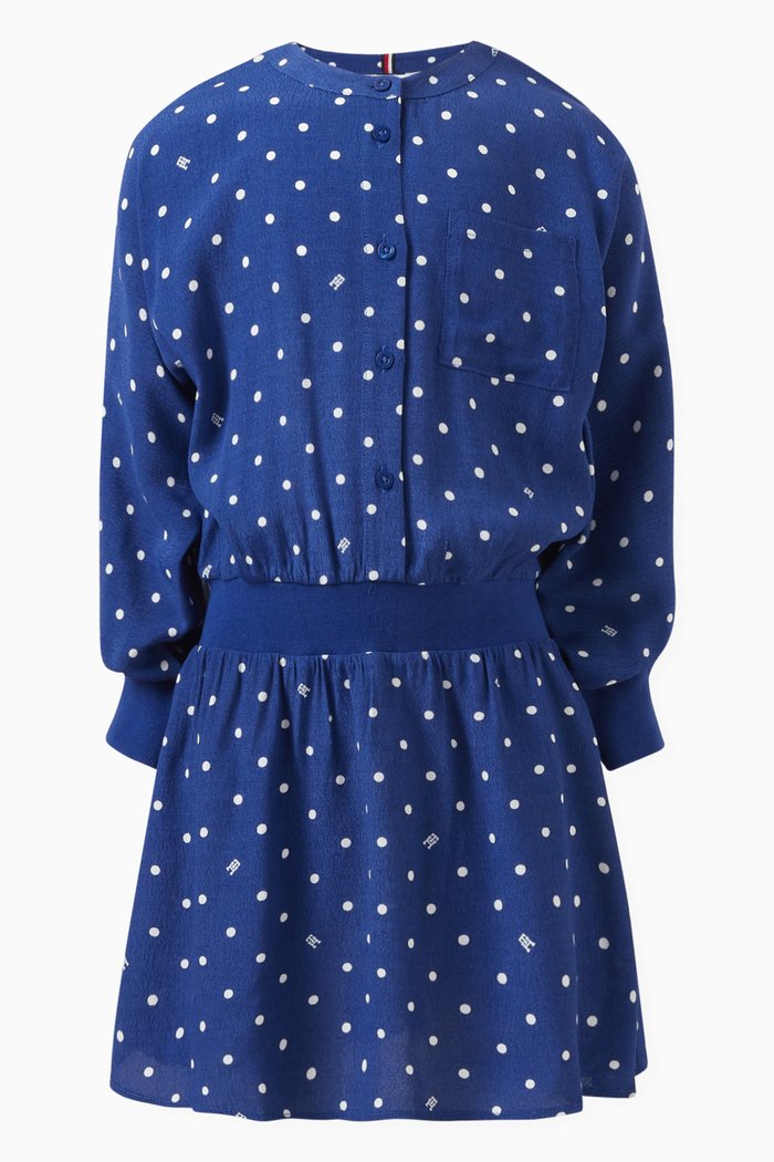 

Polka Dot Dress in Viscose, Blue