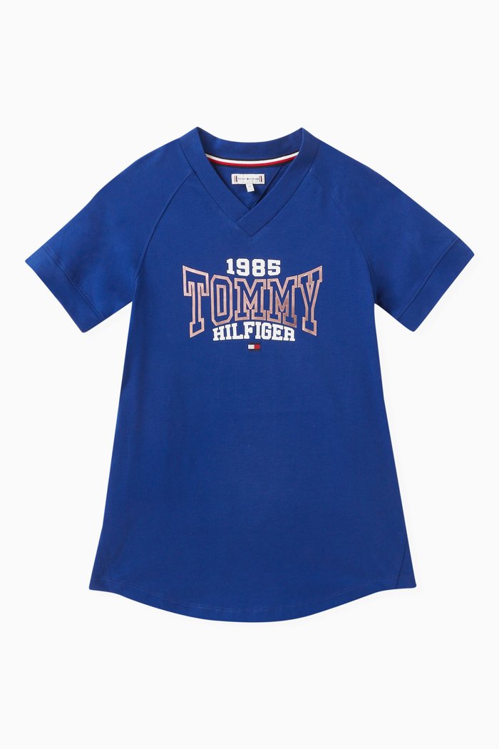 

Logo-print T-shirt Dress in Cotton, Blue