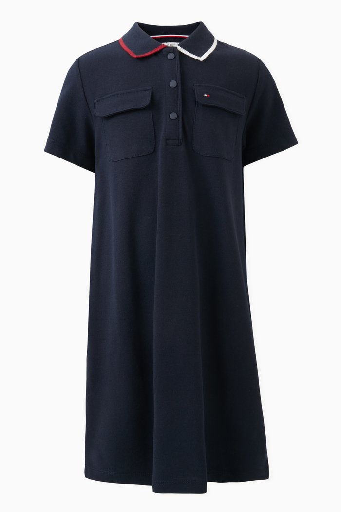 

Logo-embroidered Polo Dress in Cotton, Blue