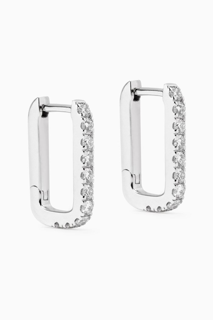 

Paperclip Diamond Hoop Earrings in 18kt White Gold