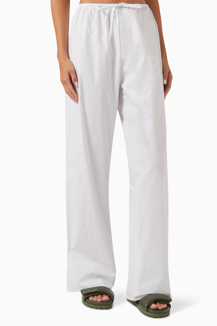 Drawcord Pants in Organic-cotton, White