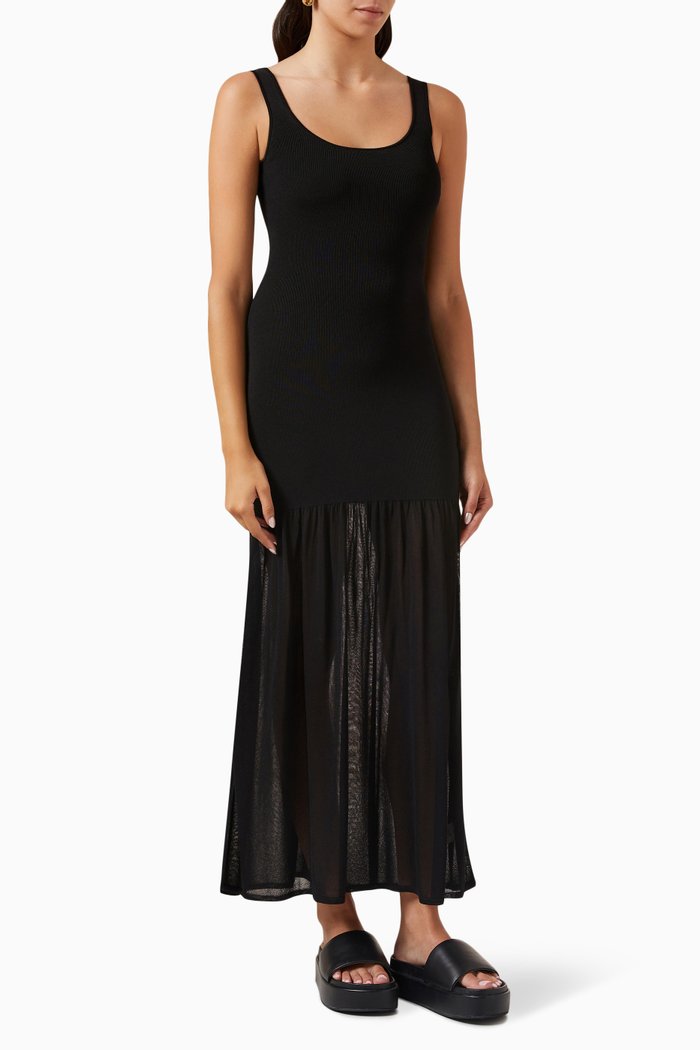 Drop Waist Dress in Viscose-knit, Black