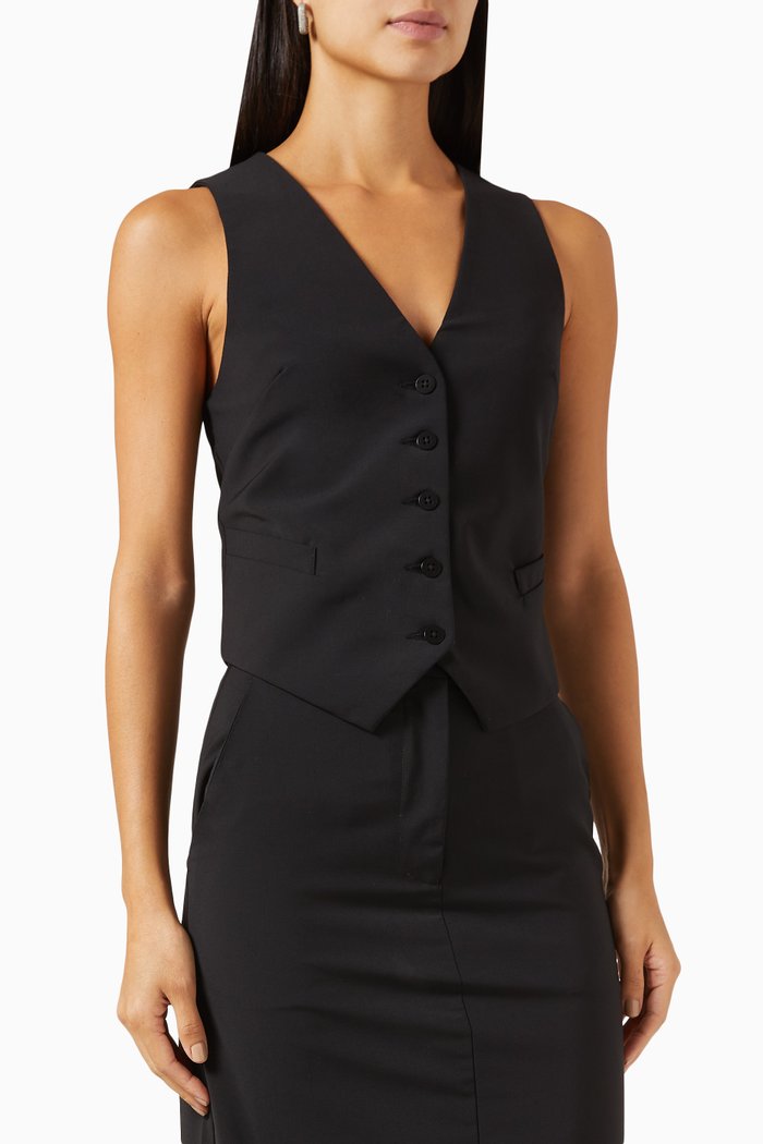 Tailored Waistcoat in Wool-blend, Black