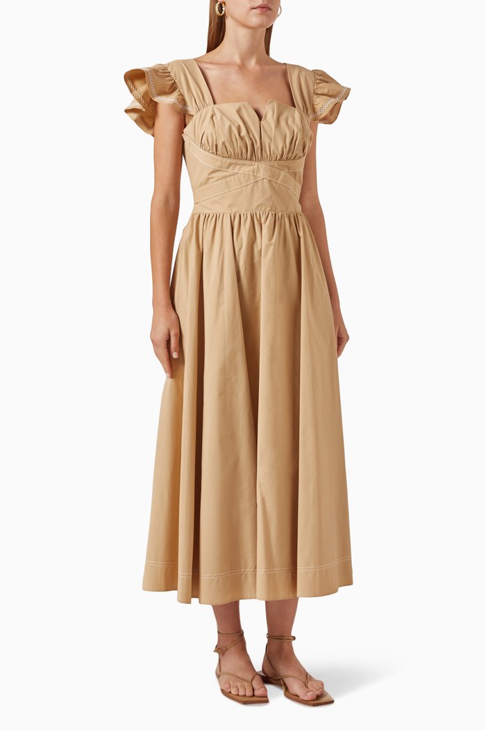 

Frill Sleeve Dress, Neutral