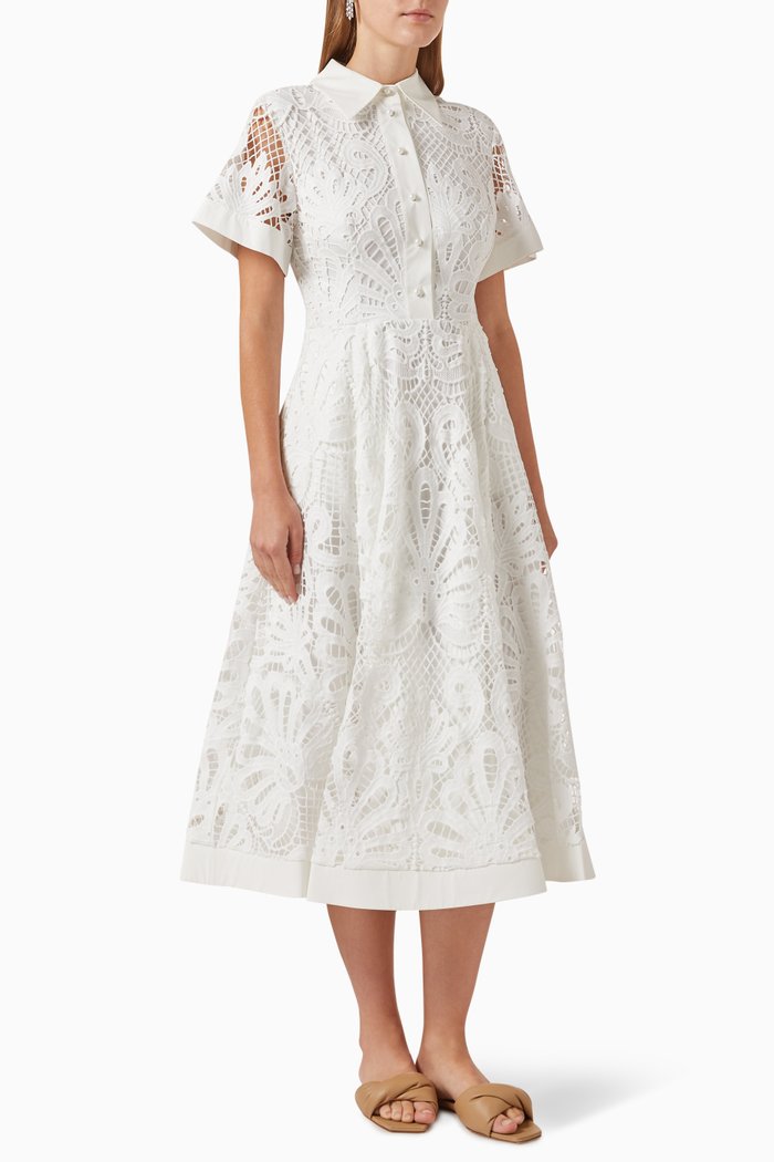 

Collared Dress in Lace, White