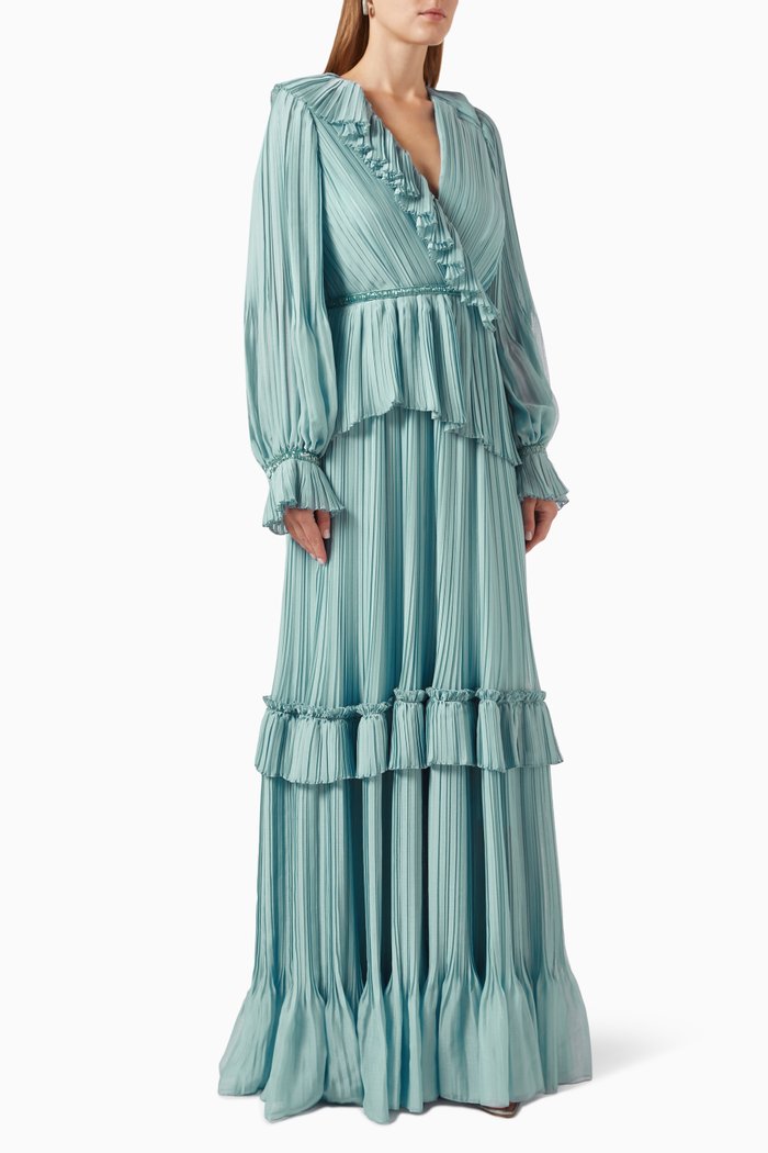 

Frill Tiered Dress, Blue