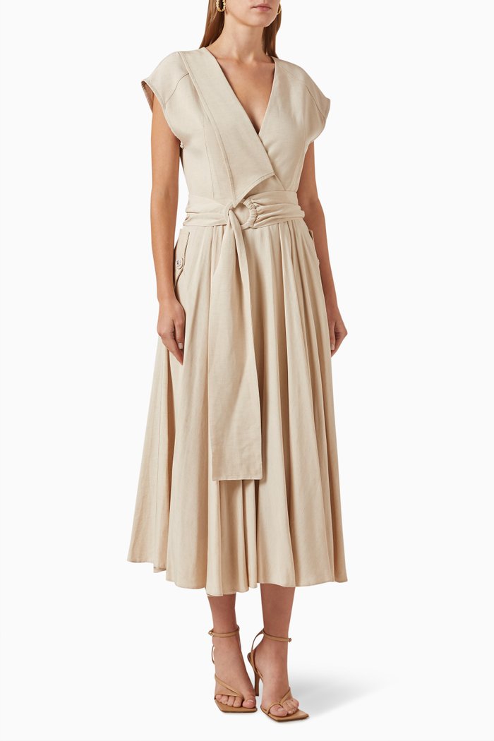 

Belted Midi Dress, Neutral