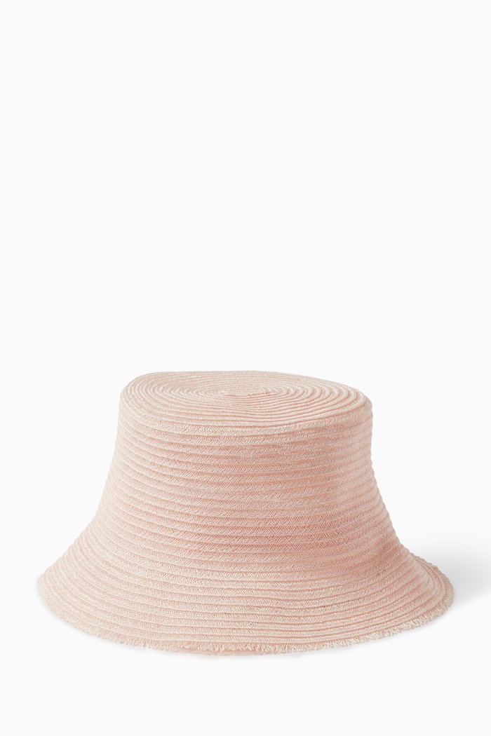 

Jonah Bucket Hat in Vented Straw, Pink