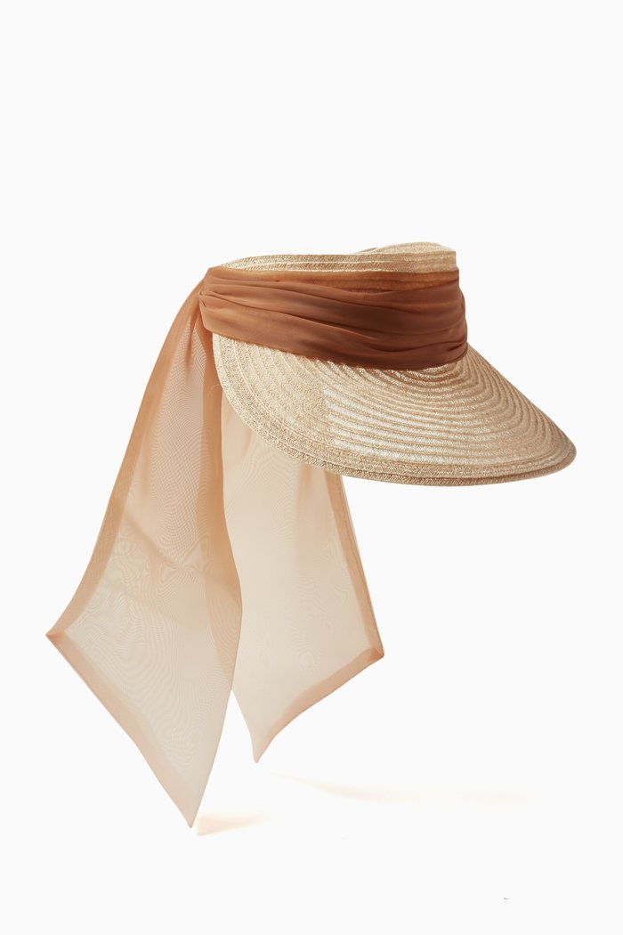 

Ricky Visor Hat in Vented Straw, Neutral