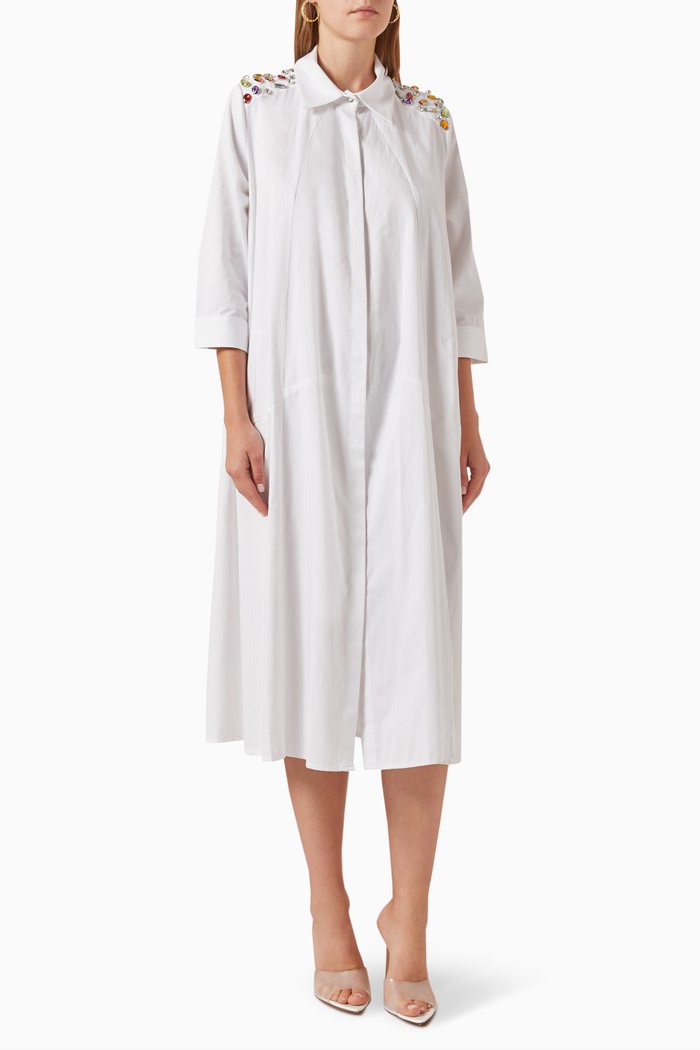 

Embellished Shirt Dress, White