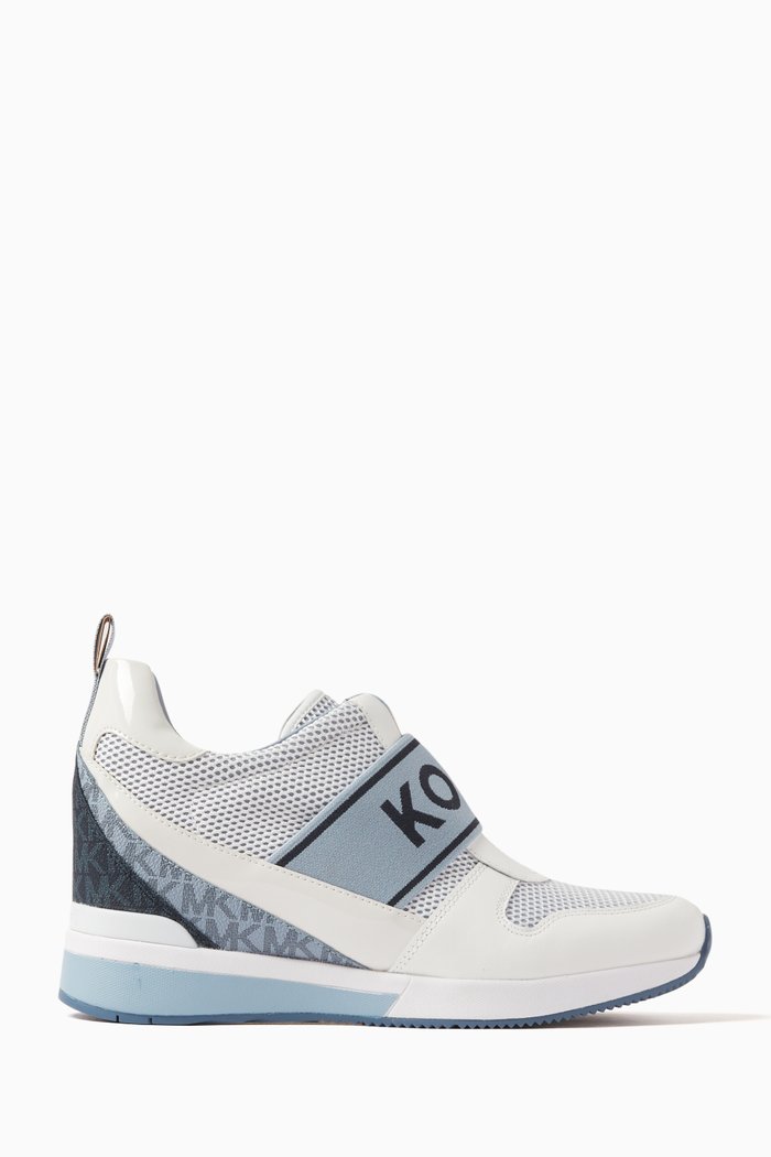 

Maven Slip-on Wedge Sneakers in Leather & Mesh, Blue