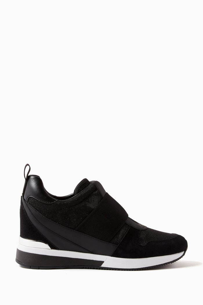 

Maven Slip-on Wedge Sneakers in Leather & Mesh, Black