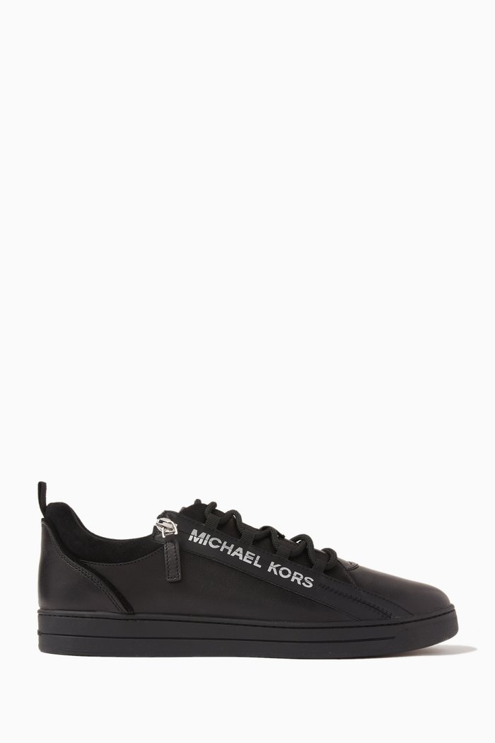 

Keating Logo Zip Sneakers in Leather, Black