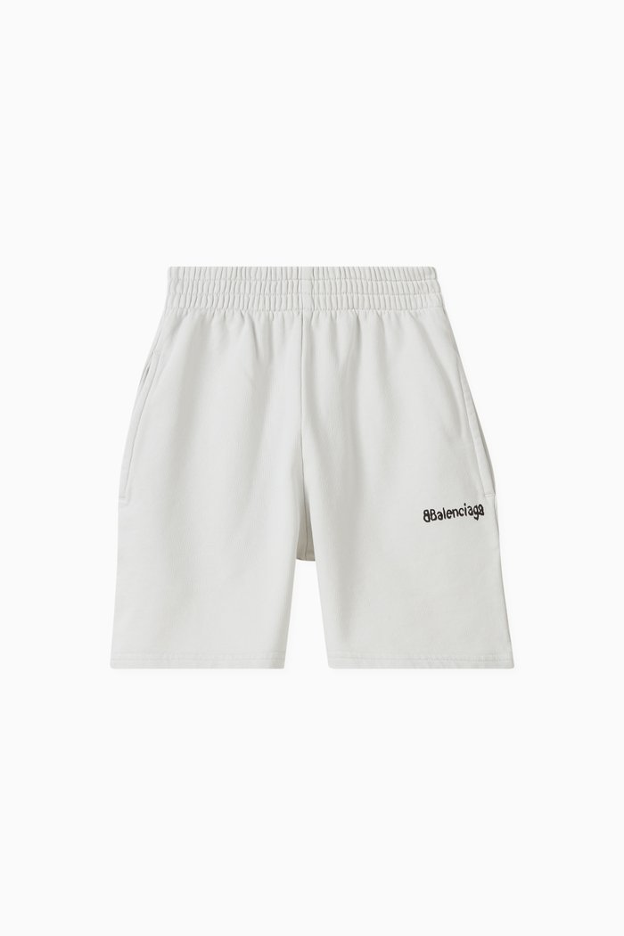 

Hand Drawn Logo Shorts in Cotton, White