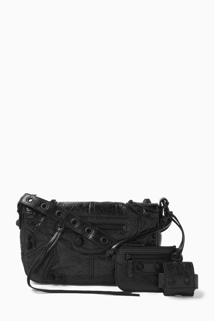 

XS Le Cagole Men Flap Crossbody Bag in Leather, Black