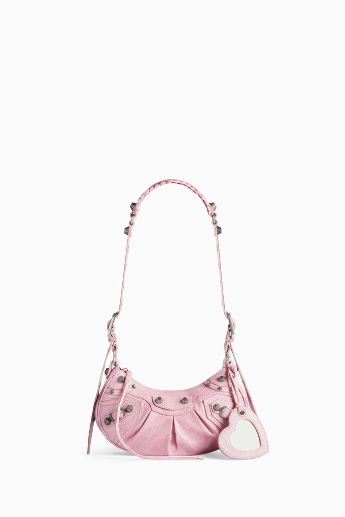 Le Cagole XS Shoulder Bag in Arena Lambskin, Pink