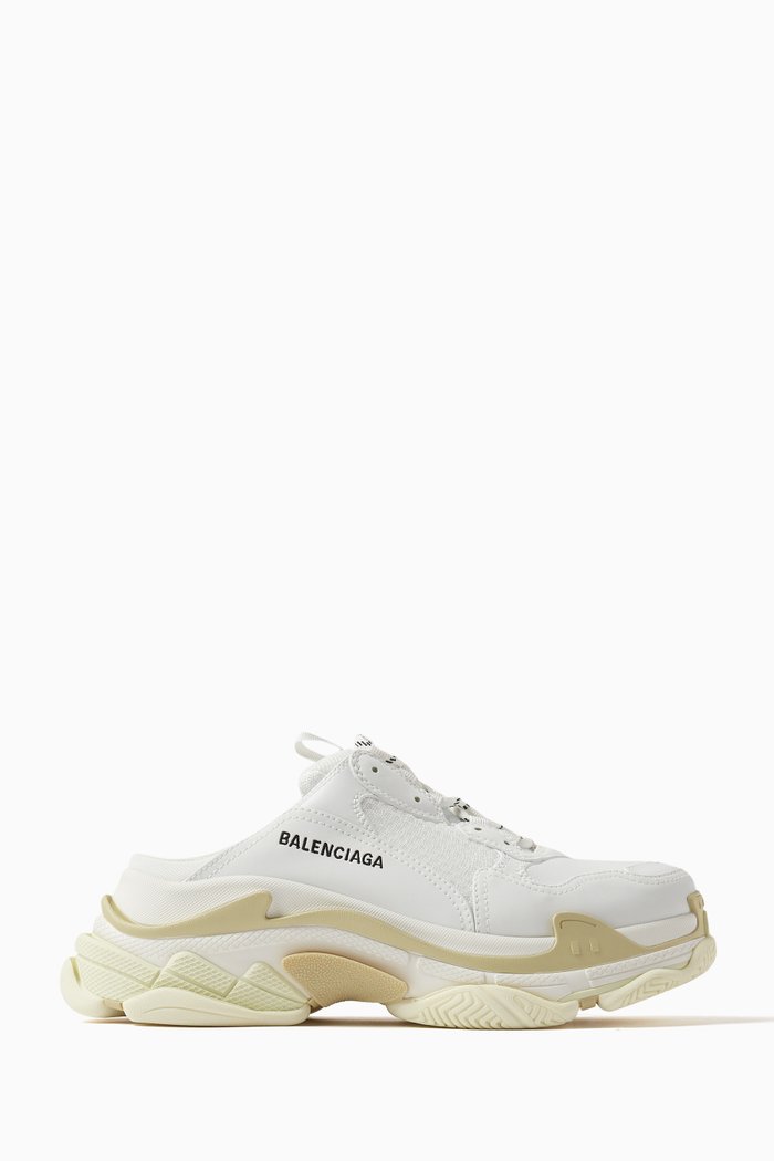 

Triple S Mules in Double Foam & Mesh, White