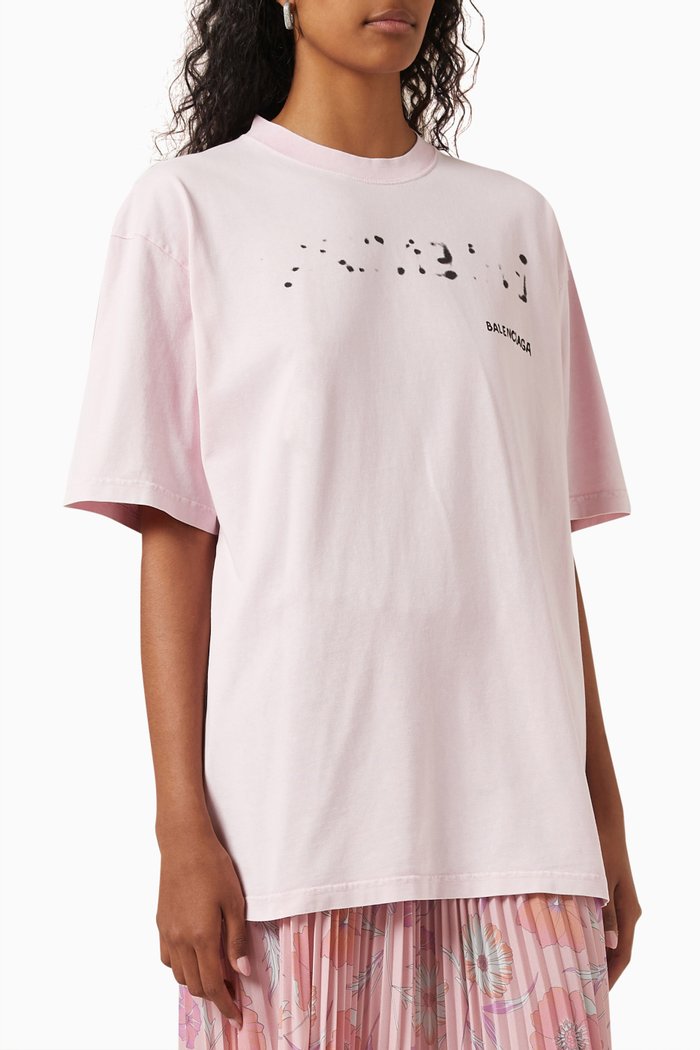 Hand Drawn Logo Large-fit T-shirt in Cotton-jersey, Pink