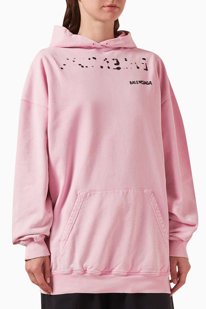 

Hand Drawn Logo Medium-fit Hoodie in Cotton-fleece, Pink
