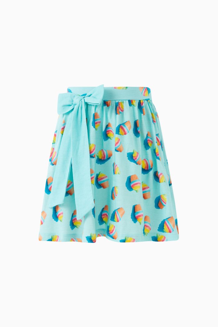 

Ice Cream-print Skirt in Cotton, Blue