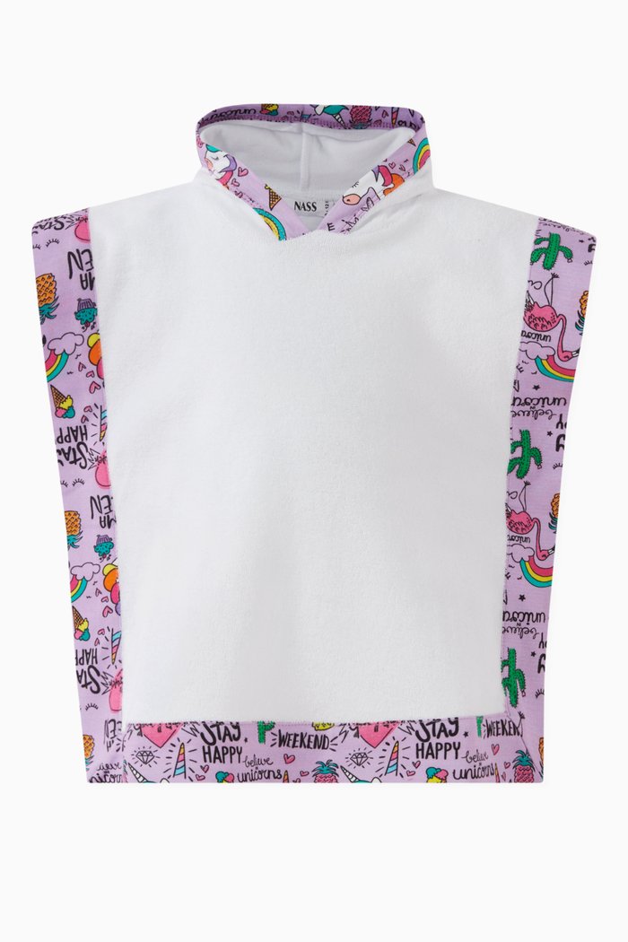 

Graphic-print Beach Poncho in Cotton, White
