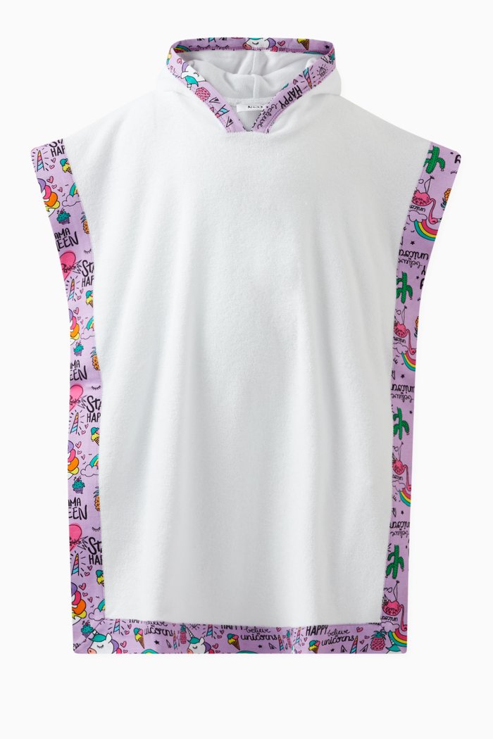

Graphic-print Beach Poncho in Cotton, White